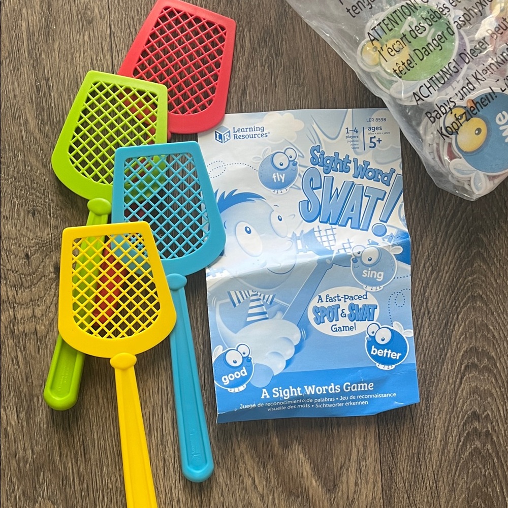 Sight Words Swat Game with Colorful Fly Swatters